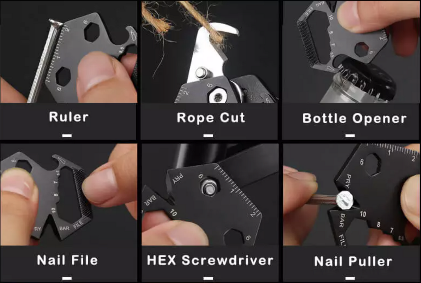 Hex Multi tool Function Screw Keychain Screwdriver Pocket Fold Gear Outdoor Tool Gold